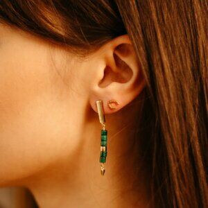 Sierra Winter Gold & Malachite Boa Drop Earrings